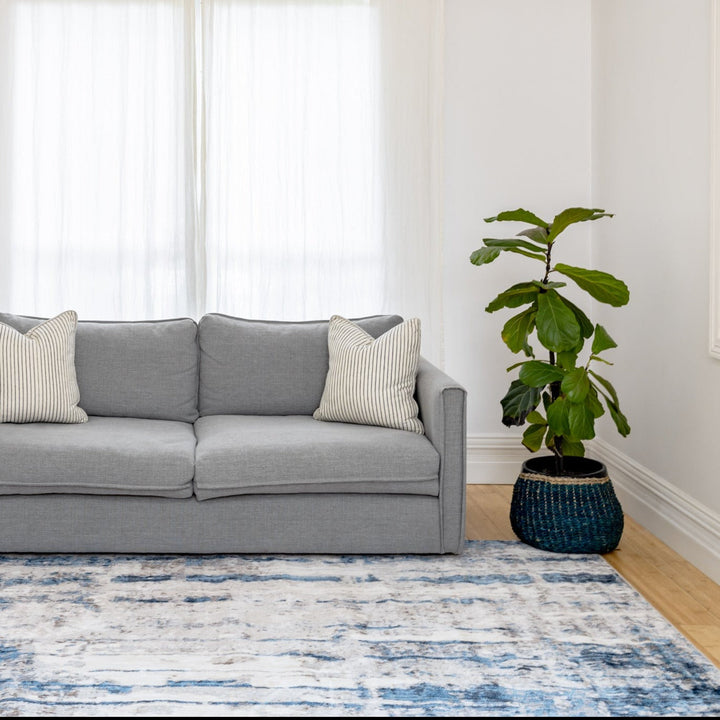 Antalya Blue Modern Distressed Rug - Soft And Plush Turkish Rugs Fab Habitat