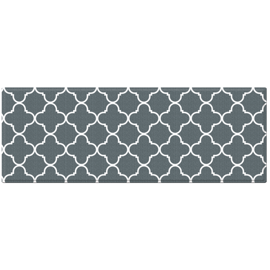 Renaissance Black & Grey Soft Padded Trellis Kitchen Mat - Soft Padded Kitchen Mats Fab Habitat