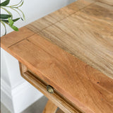 Holmes 3 Drawers Natural Wooden Modern Study Home Office Desk - 142cm - Study Desks Fab Habitat