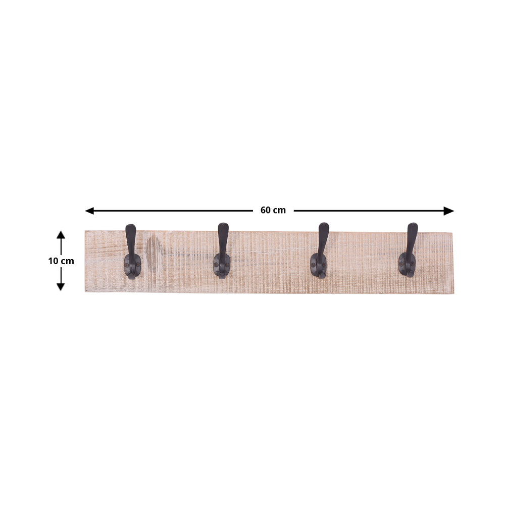 Hercules 60cm Wood and Metal Wall Hook - Wall Hooks Fab Habitat