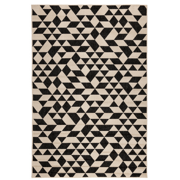 Yuma Black And Cream Machine Made Large Modern Rugs - Fab Habitat , Outdoor Rugs, 