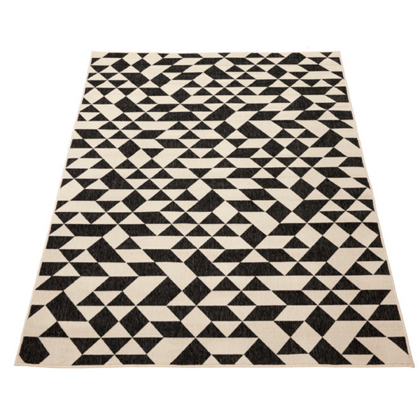 Yuma Black And Cream Machine Made Large Modern Rugs - Fab Habitat , Outdoor Rugs, 